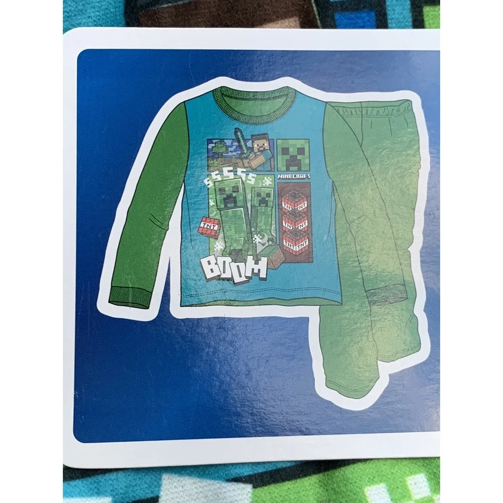 Minecraft Pajama Set Boys Size 4 Green Blue New 2-Pc Flannel Creeper TNT MF369